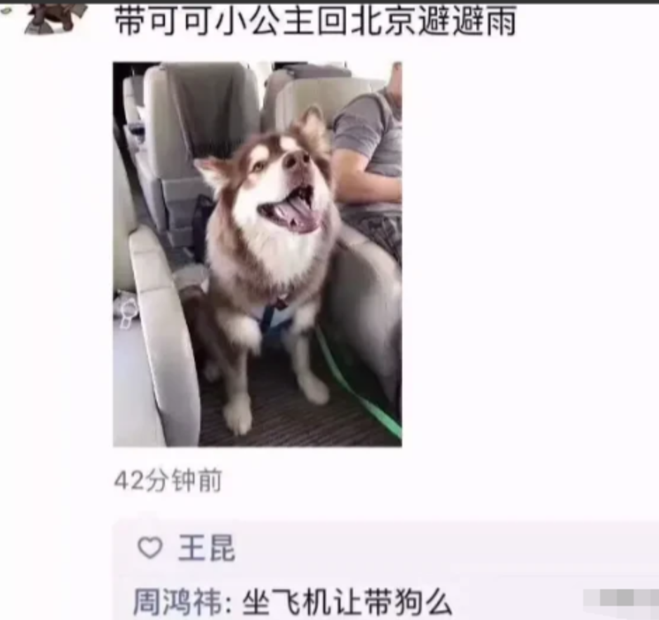 他在王思聪的微博下留言：
