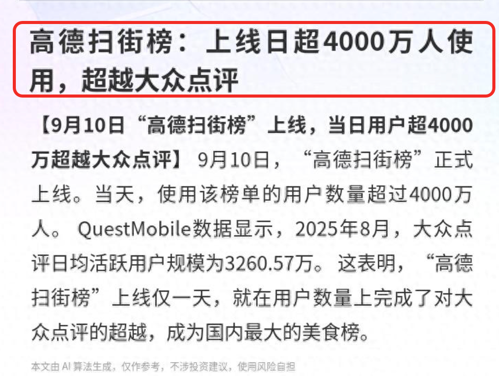 高德扫街榜绝对是今年最让人意外的产品之一，上线仅一天的时间，就取得了出乎意料的成