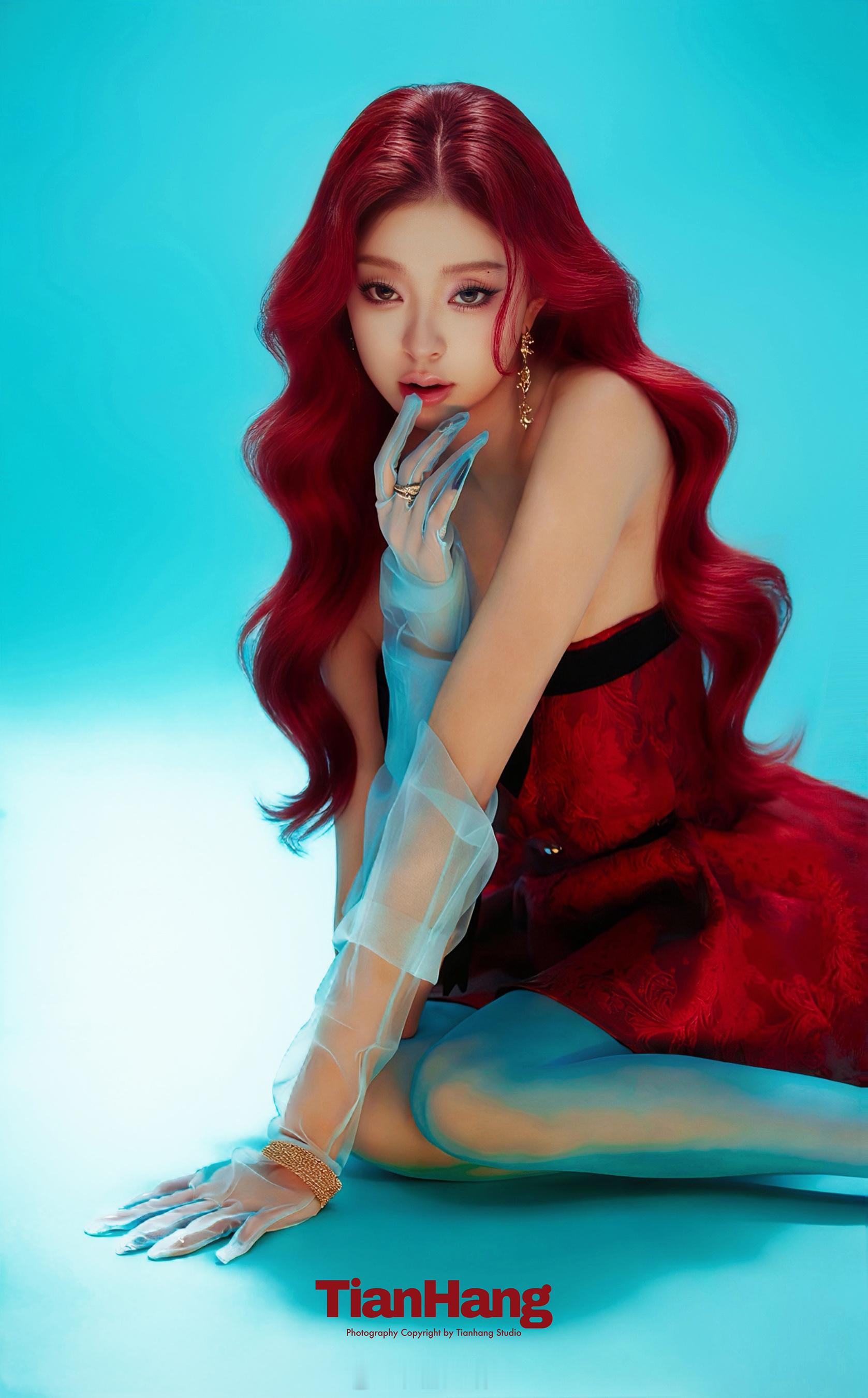 ✨棚拍分享蓝调光影里的一抹红是心动的信号💘🧚🏻♀️：天航工作室韩系棚拍时
