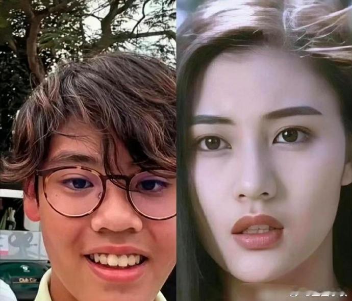 不相信一代美女李嘉欣会生出这样的瓜娃子……直道看见孩儿他爸……​​​​
