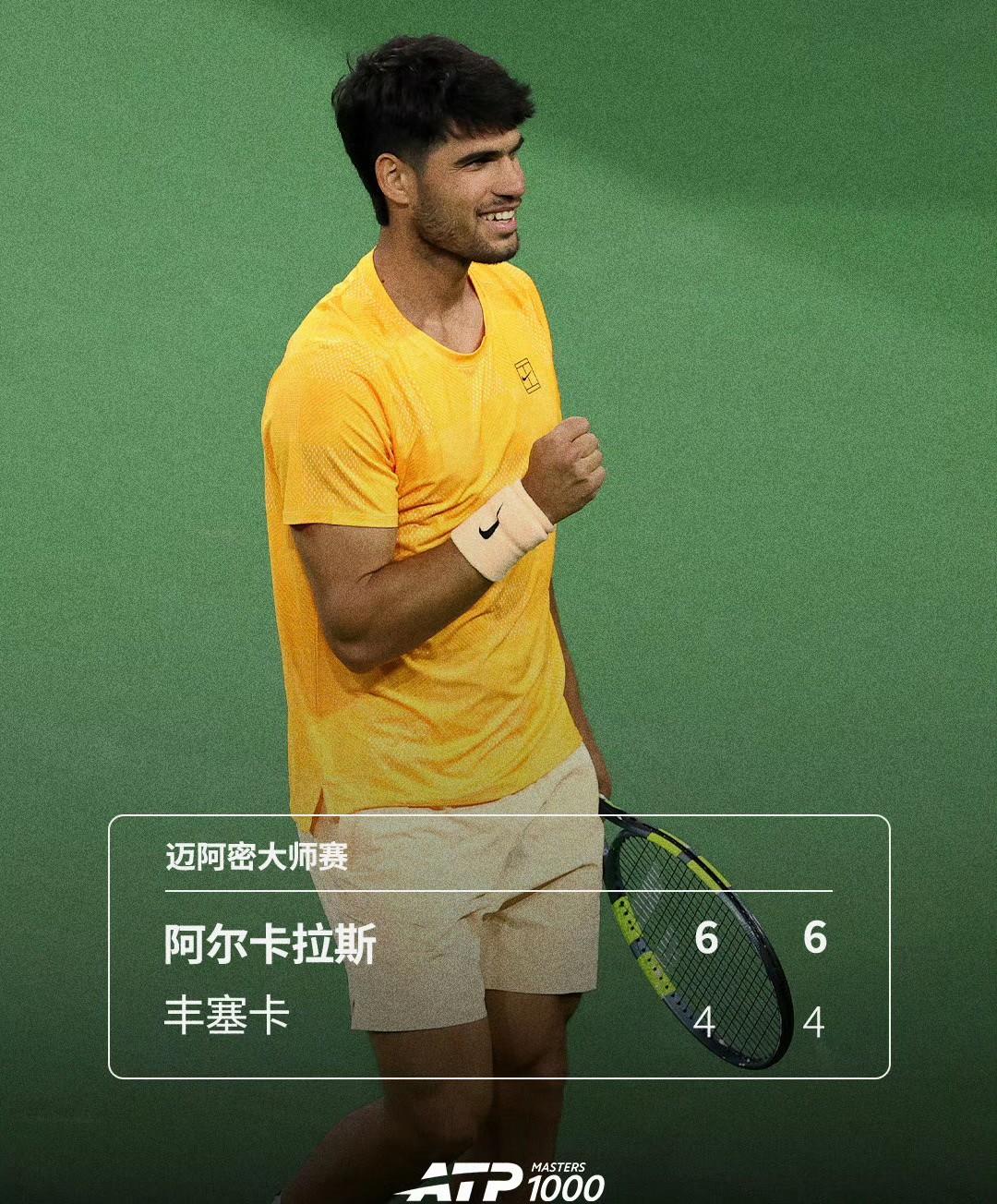 ATP1000迈阿密大师赛第二轮，西西帕斯击败德米纳尔爆出大冷门。（1）阿尔卡