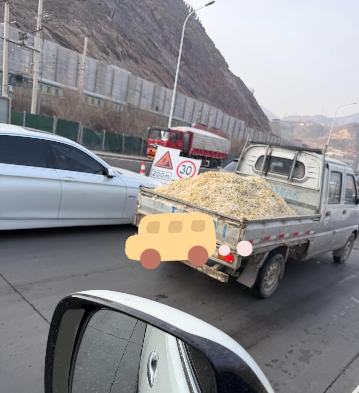 本来特别爱吃豆芽的我，今天看到了这种豆芽的运输方式，远远看着还以为是拉垃圾的车子