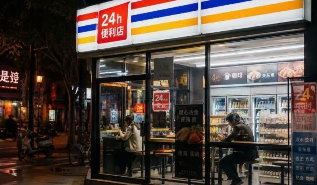 凌晨两点加完班回家，路过楼下便利店，灯还亮着。我进去买了瓶水，顺嘴问店员：“大半