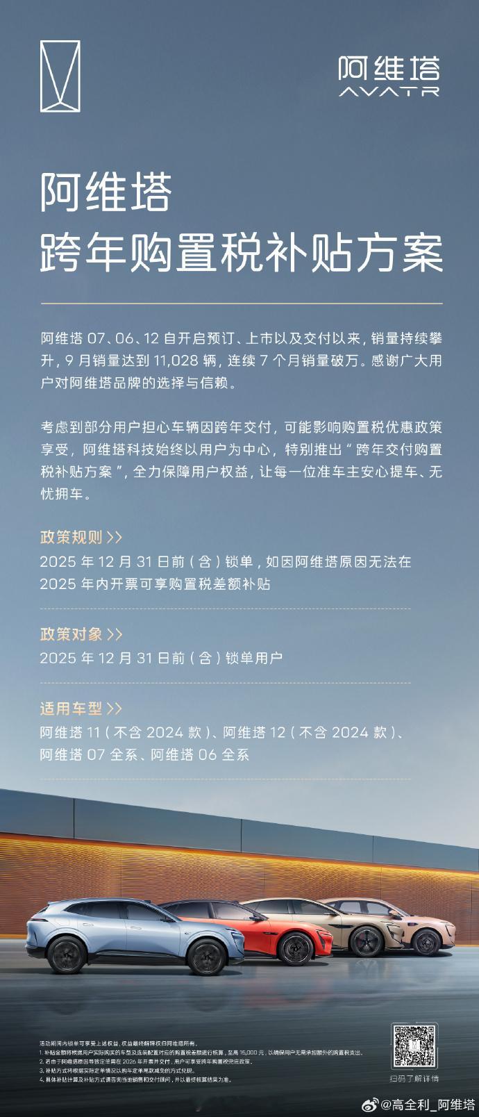 阿维塔的购置税补贴方案比较大方,今年12月31日前锁单的客户都可以享受补贴~大v