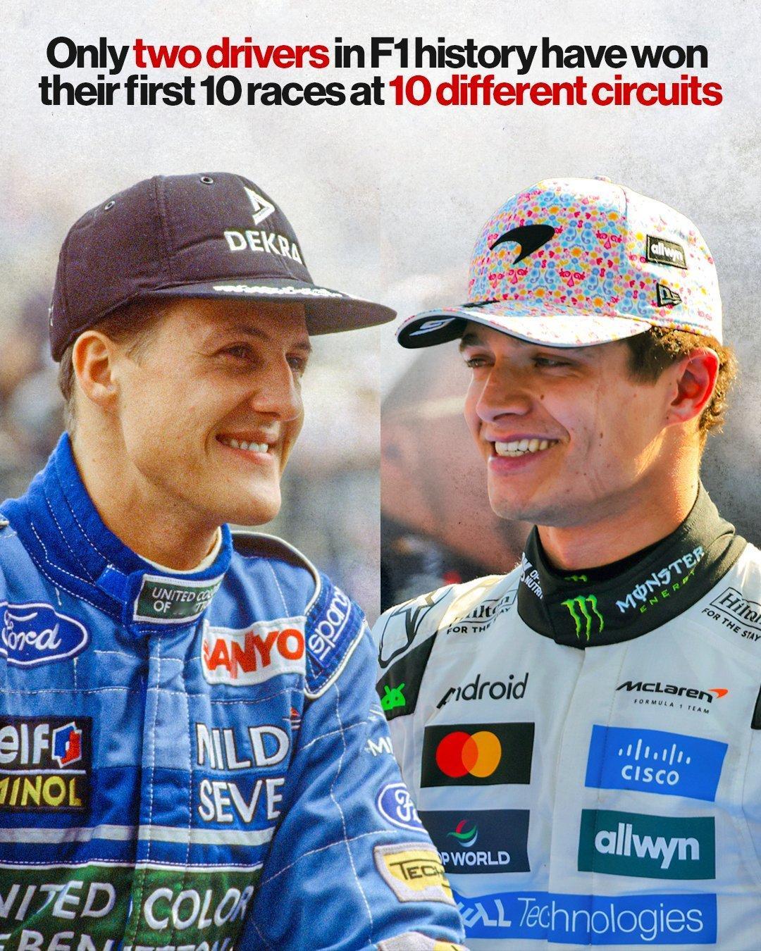 奇怪的F1冷知识又增加了~原来F1史上只有两位车手的前10个分站胜利是