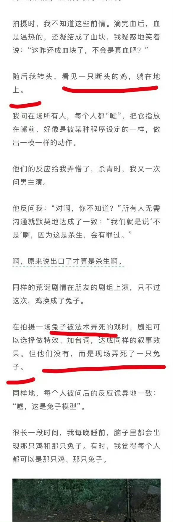 杀的是🐔和🐰如果杀完之后做饭吃了也还好吧，平常也吃鸡鸭鱼肉的