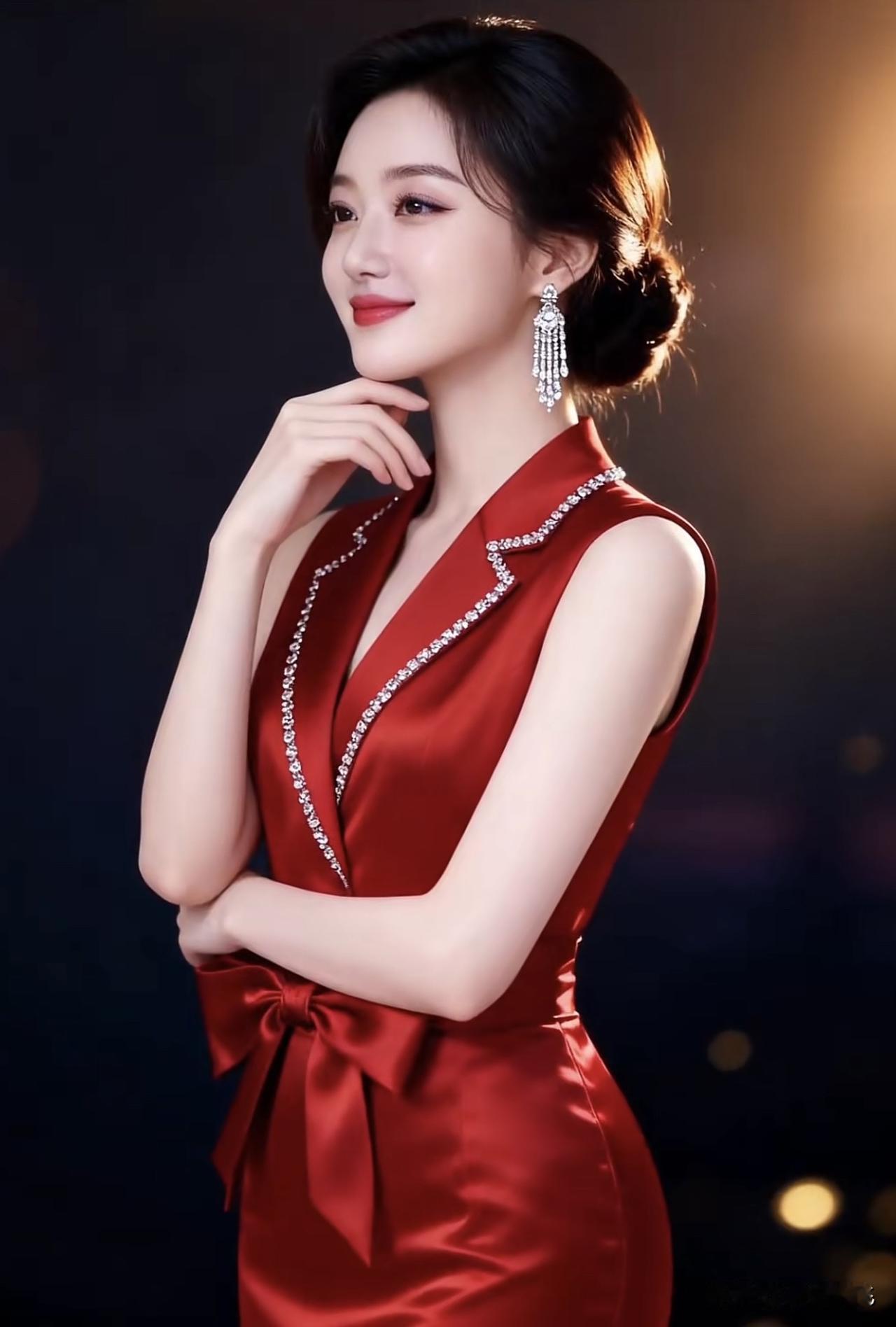 优雅红裙，闪耀珠宝，气质女神，尽显魅力！💃✨气质红裙女温婉红裙气质红裙穿搭