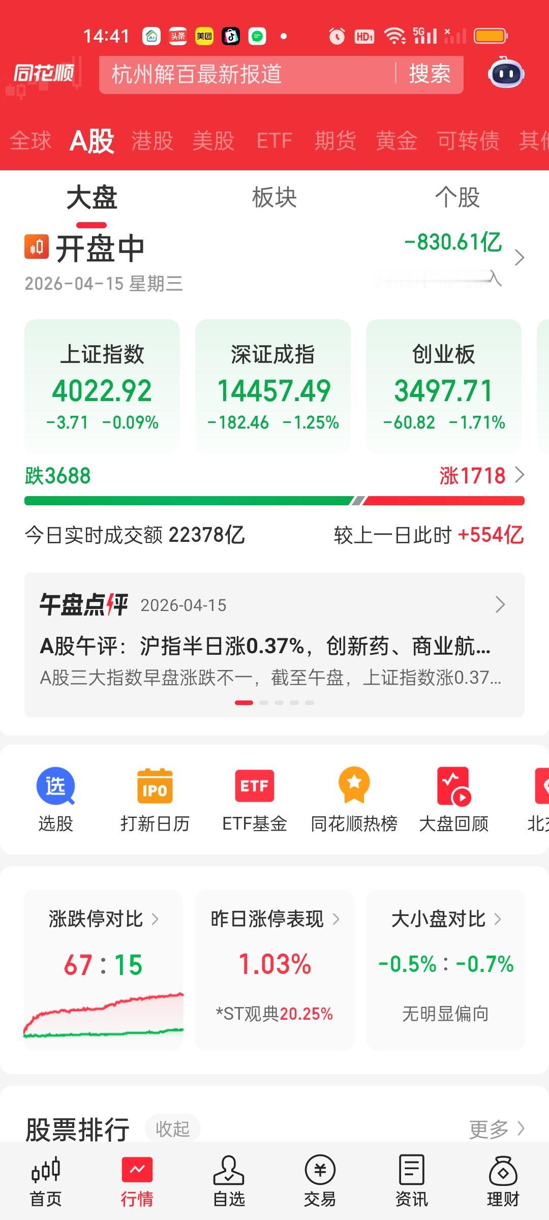 很明显今天这个下杀是带量的。大盘资金也在大幅净流出，但指数并没有怎么跌。说明有人