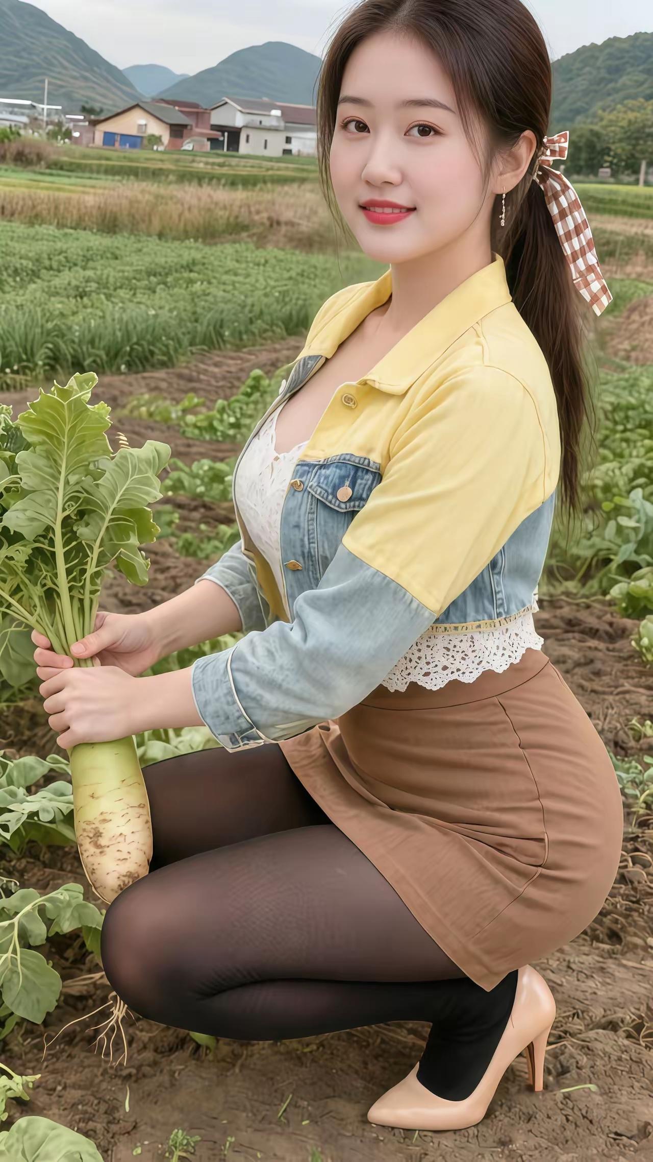 田园少女，甜美笑容绽放在田间！🌿🍵🌸发现生活里的最美瞬间