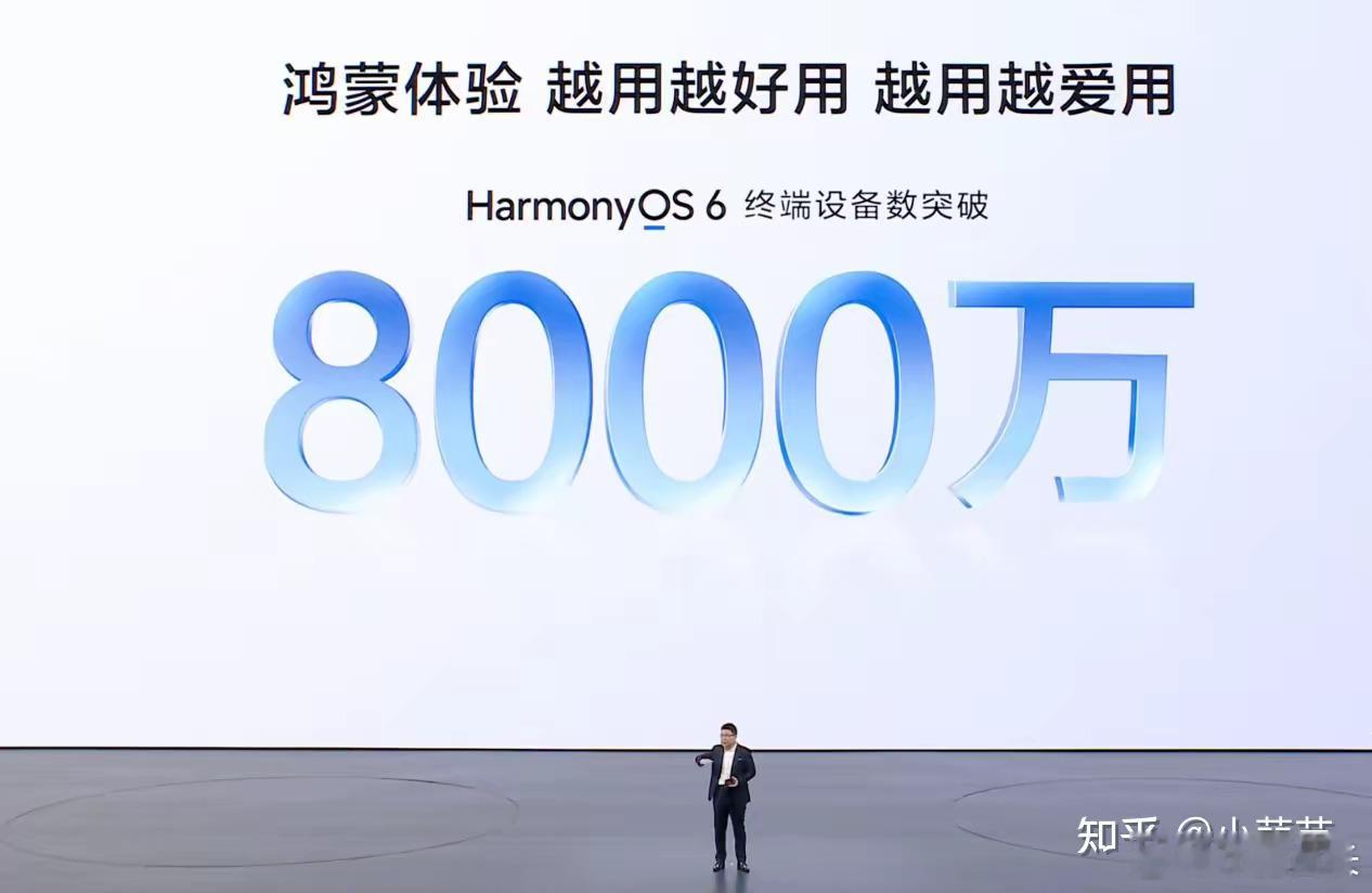 昨天还有一个很重要的信息，鸿蒙用户破8000万了，而此前6月底鸿蒙开发者大会的数据是6600万，两个