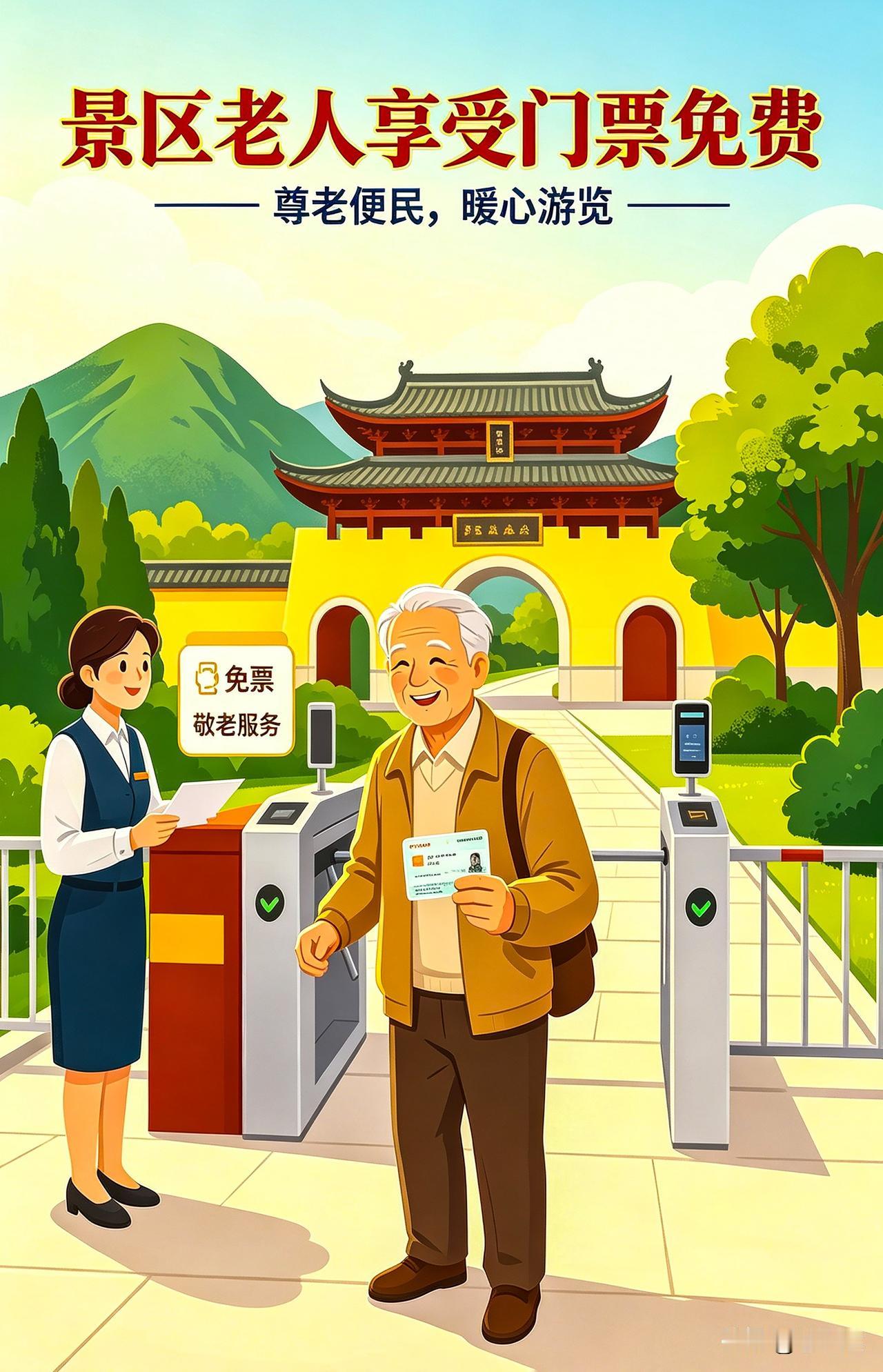 暑期从南方自驾游到北方，游过几十个景区，发现许多景区六十周岁以上老人就可享受免票