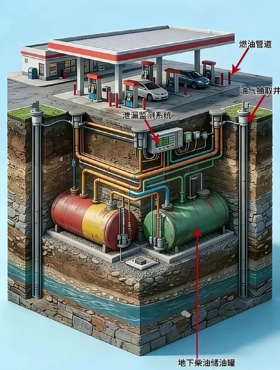 大开眼界，原来加油站的油罐藏这么深！看来，这加油站看着挺高级的！