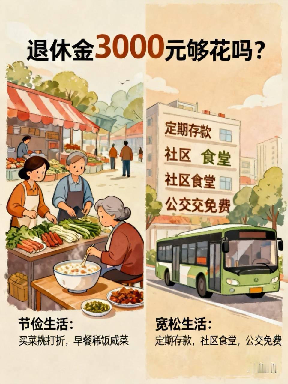 退休金3000元够花吗？这得看具体情况。我有个朋友，他妈妈工厂退休，每月300