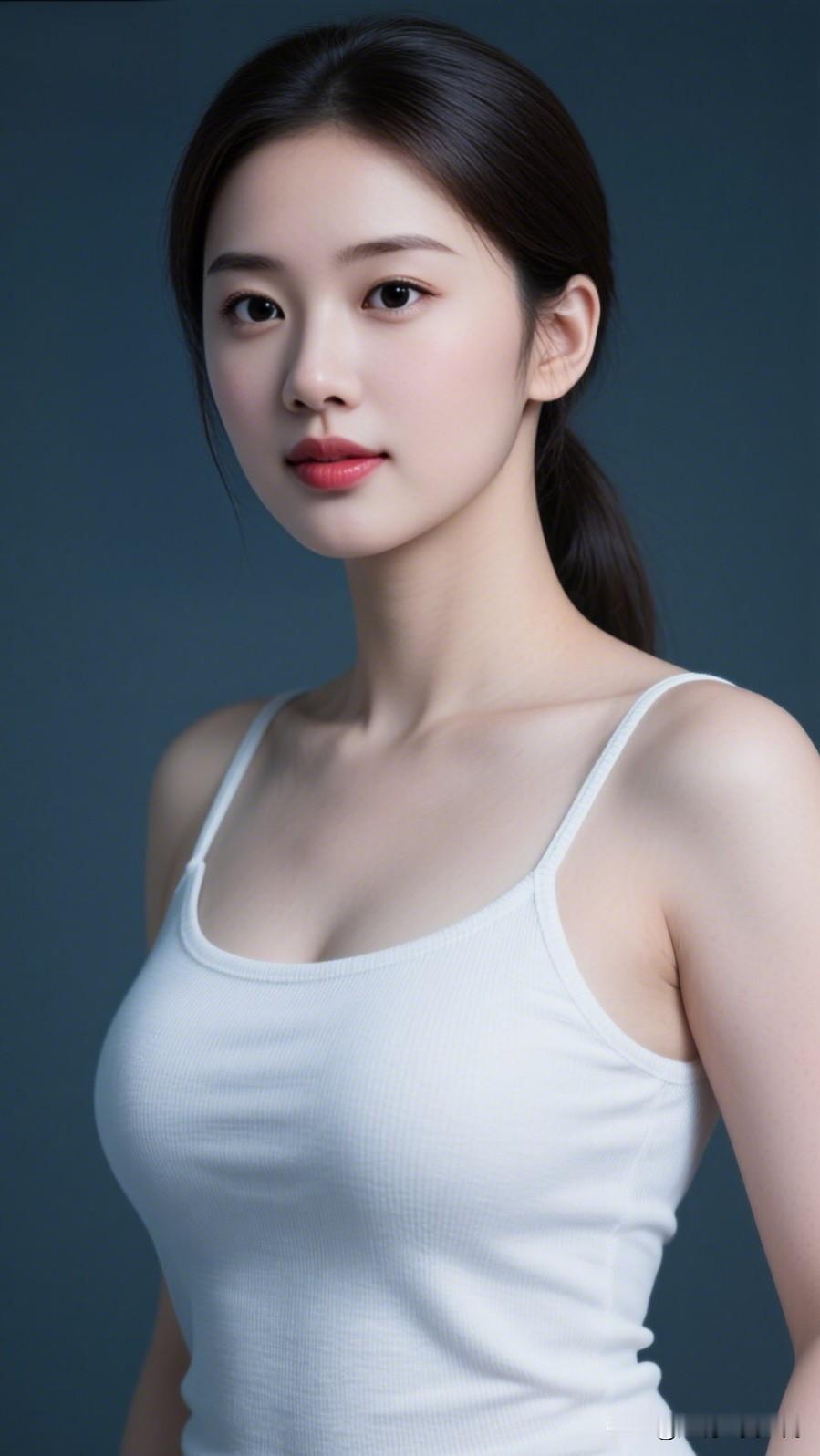 红妆美人，静待佳人。你喜欢哪一种气质的美人?清新自然的美，简约的白色吊带衫，散