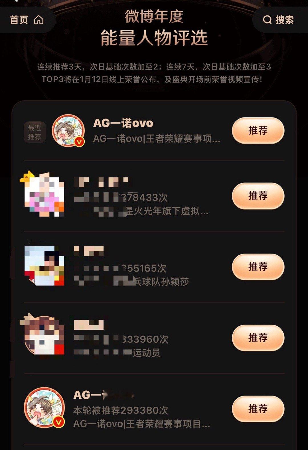 AG超玩会⚠️我们的微博之夜掉到第四了大家努努力把差距和第三拉小我们冲一