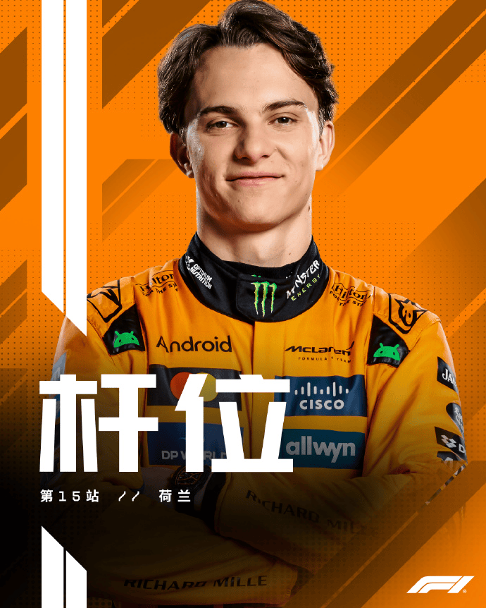 F1荷兰站排位赛: 皮亚斯特里杆位, 诺里斯P2&维斯塔潘P3