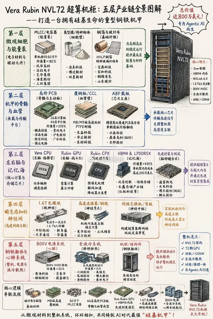 【英伟达Ru­b­in架构及大摩拆解报告】在最底层的电子材料与被动元件环节，宝鼎