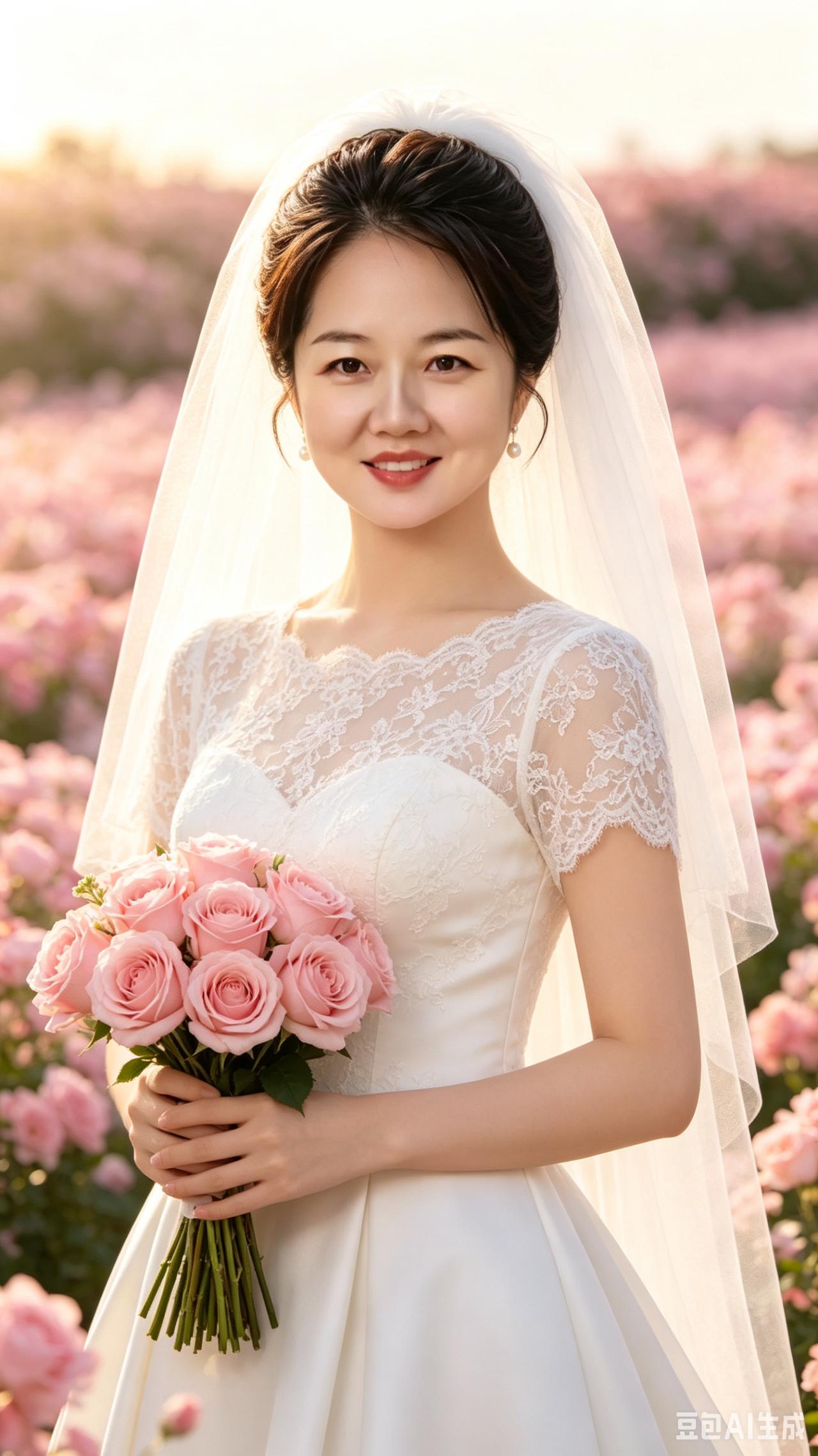 待爱佳人佳人妙立正韶年，素纱轻着韵似仙。粉蕊盈怀期佳偶，笑靥柔婉梦魂牵。