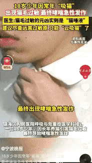 “万万想不到！”浙江宁波，18岁男孩常年养猫，总对着猫咪又亲又撸，突然呼吸困难、