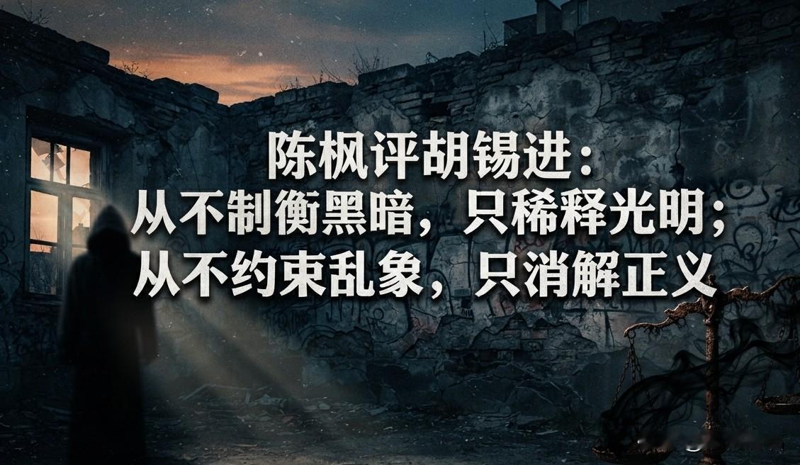陈枫对胡锡进的点评太狠了，如确实如陈枫所言，那么这种危害不亚于直接的恶行，它是一