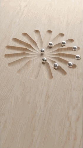 每个珠子都是各自往复运动放一起却好像被穿在环上一起动