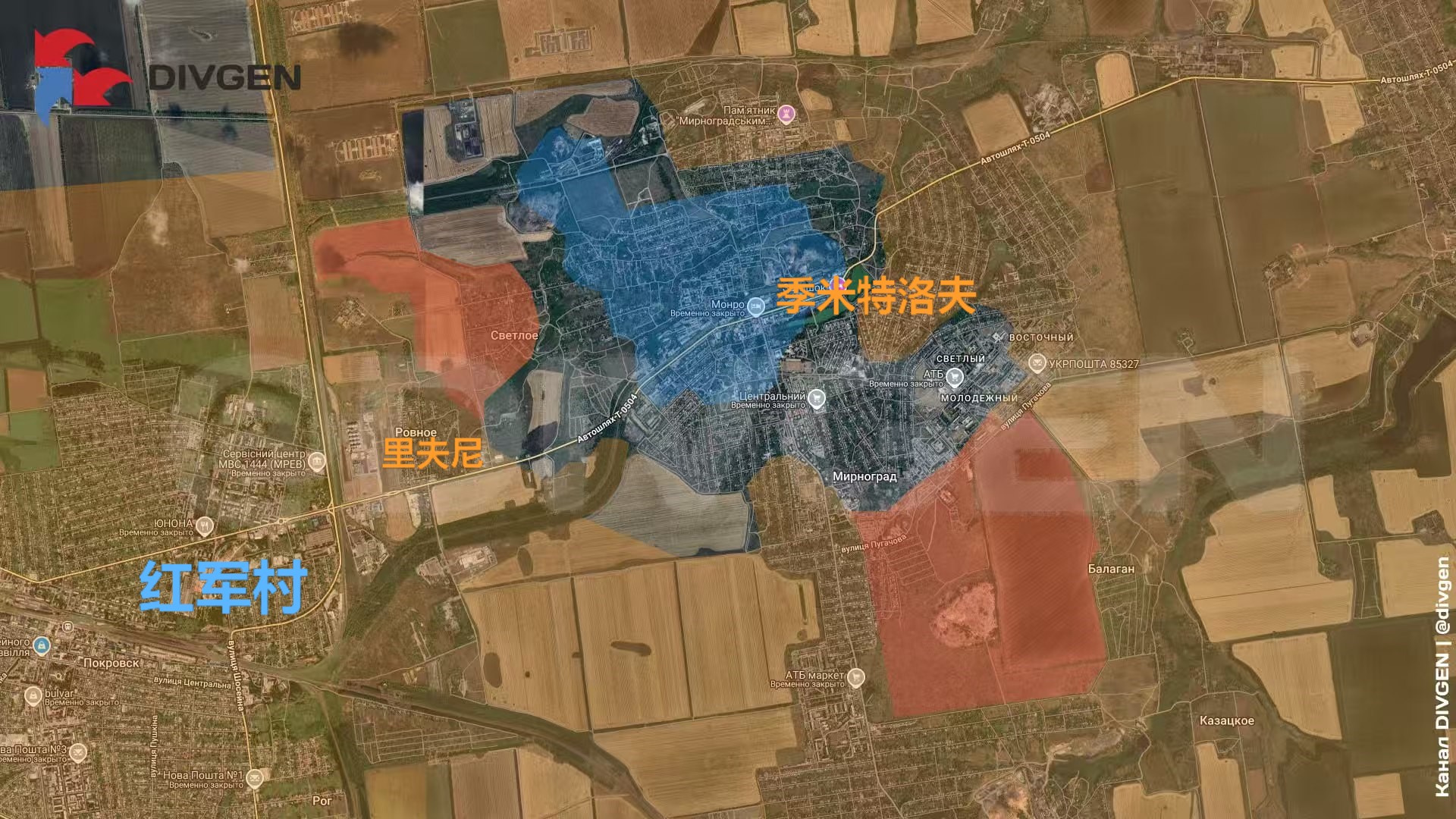 红军村包围圈，季米特洛夫就是这么被慢慢吃干净的，南部田野不复存在，四面围了上来，