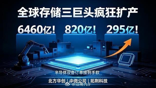 三大存储巨头扩产过去两三年经济领域最耀眼的就是存储芯片，涨价、垄断与扩产消息不断