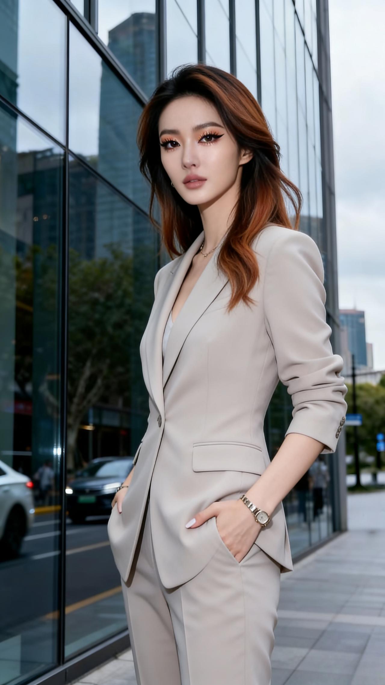 职场穿搭怎样更显女人味?浅色系大方得体的职业套装就能展现出职场女性优雅知性的