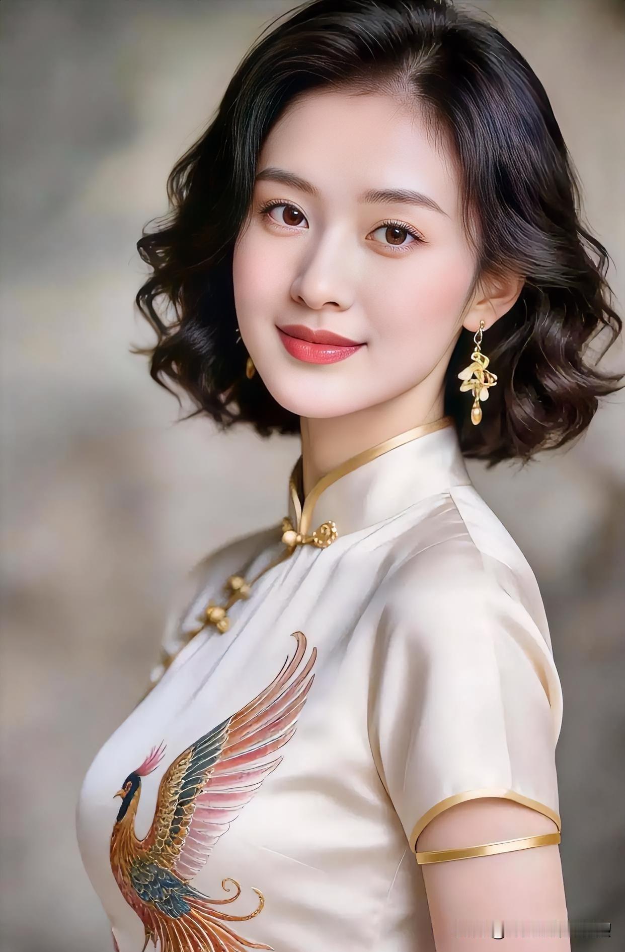 旗袍绣凤，浅笑盈盈，勾勒东方温婉画卷。