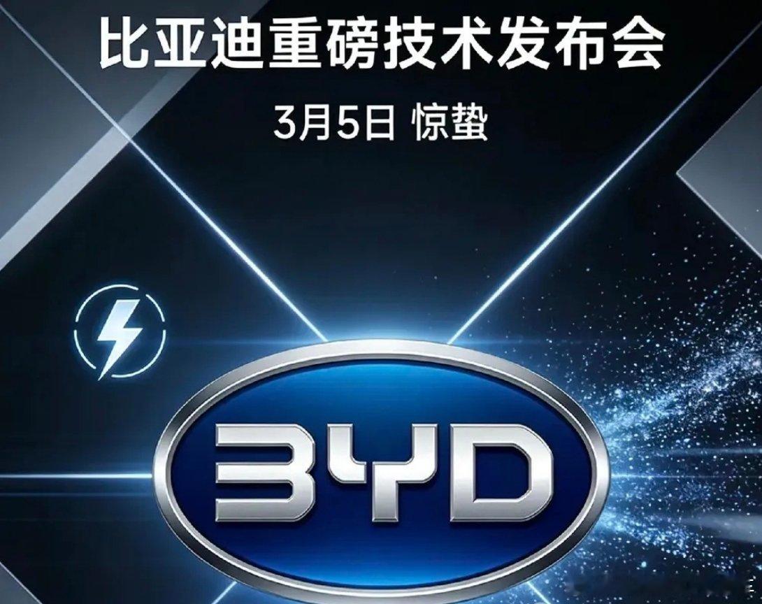 网传3月5日比亚迪将发布重磅技术，或集中发布兆瓦闪充2.0、第二代刀片电池、DM