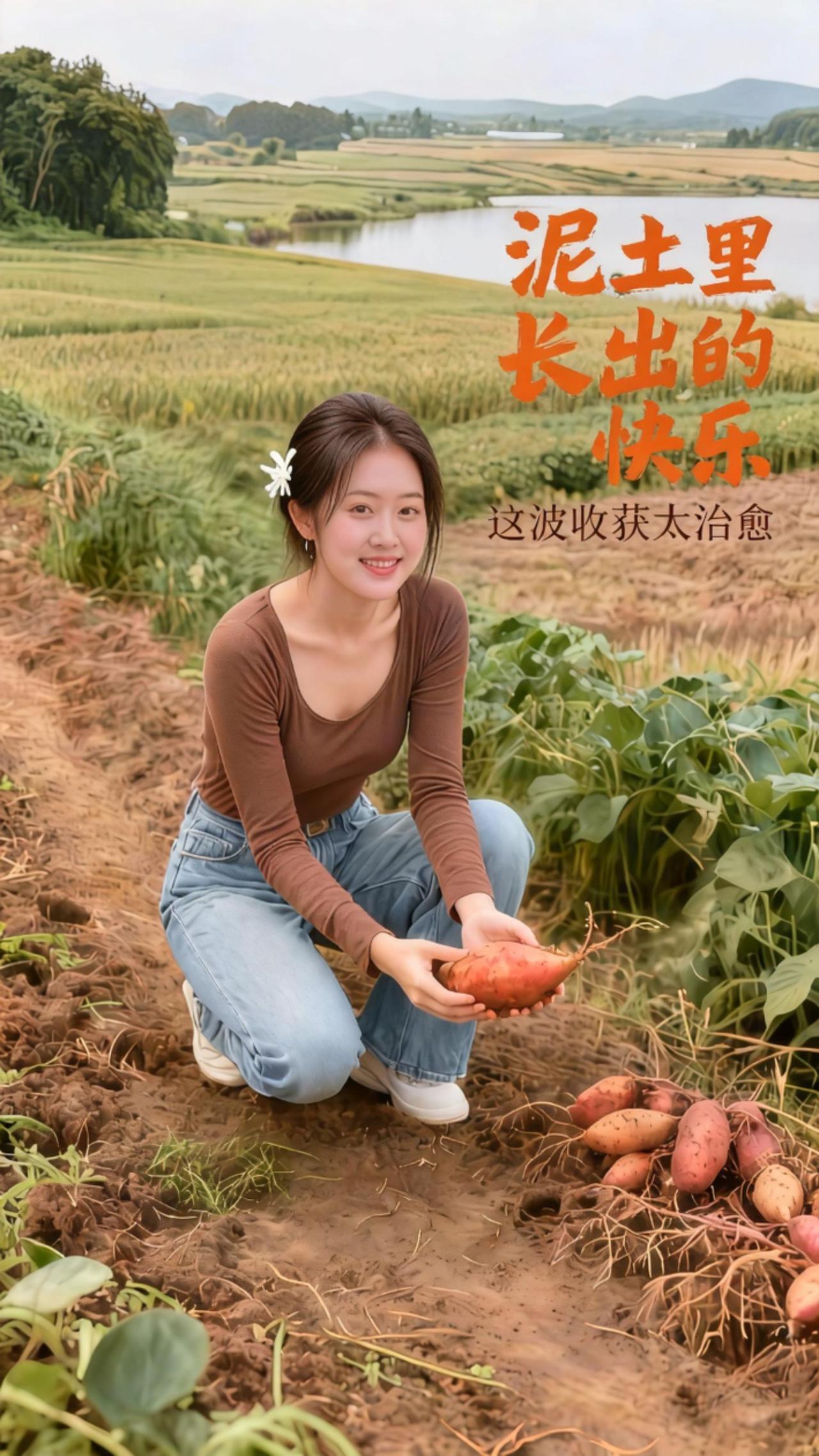 我的乡村生活农村姑娘红薯田园风景