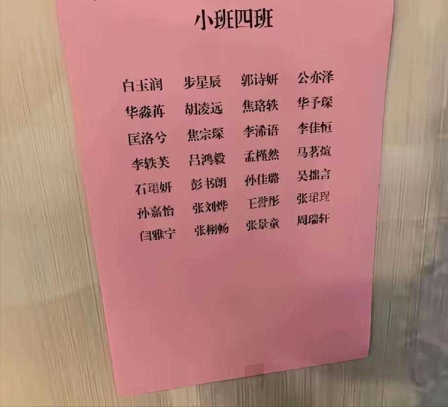 一幼儿园小班名单突然火了，30个孩子名字排在一起，网友看完直呼：这哪像点名册，感