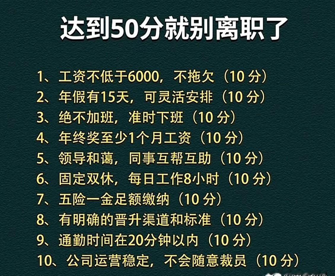 现在网上都在说，工作只要能打个50分，就千万别辞职。听起来好像挺有道理，毕竟饭