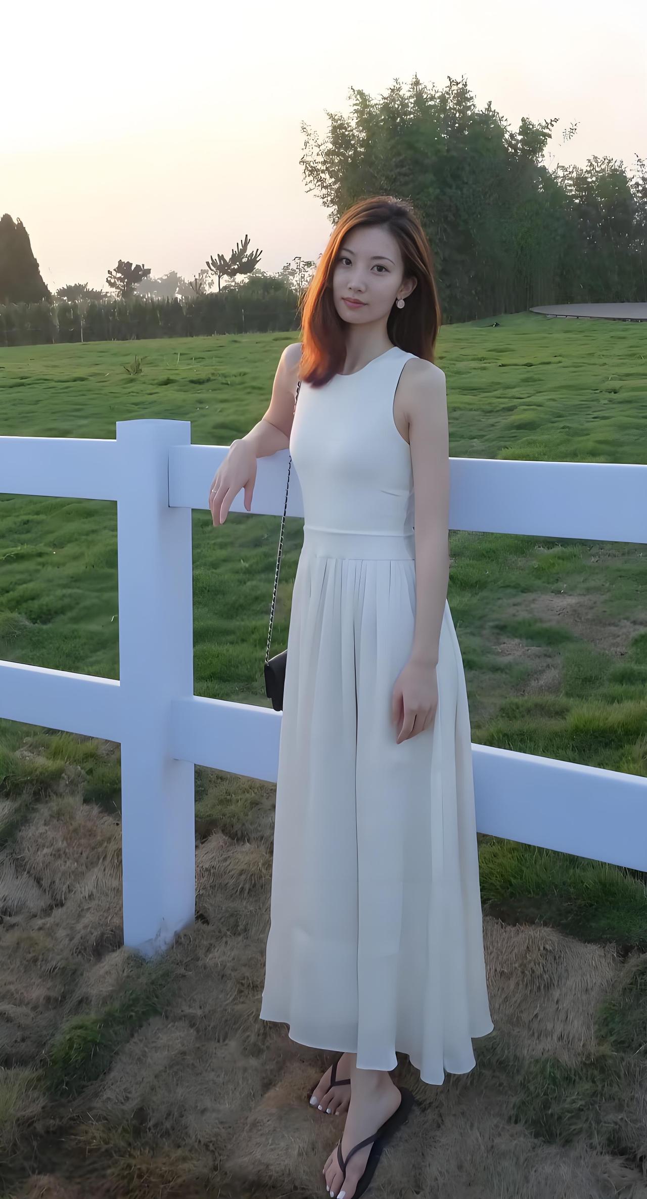 海边度假风，白色长裙飘逸，阳光洒满沙滩