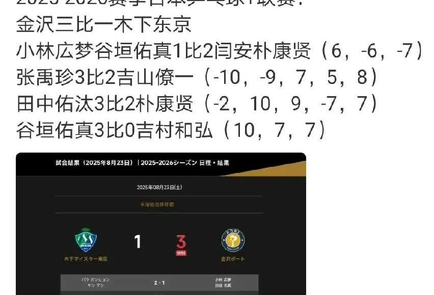 闫安又去日本打T联赛了。张禹珍、松岛辉空也都没有休息，在瑞典的比赛一结束，就