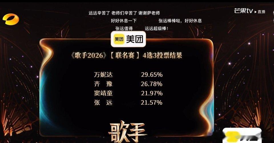 歌手第七期排名：【危险区】第一名：万妮达第二名：齐豫第三名：窦靖童第四名：张远（