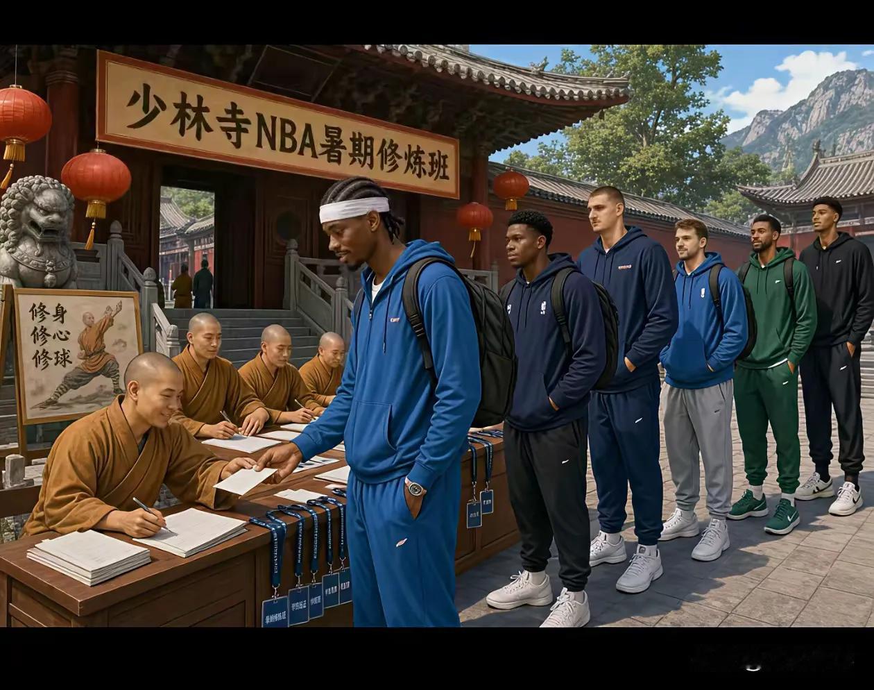 少林寺延安师傅打广告了，我预计今年夏天来少林寺训练的球员应该不少。少林弟子文班亚
