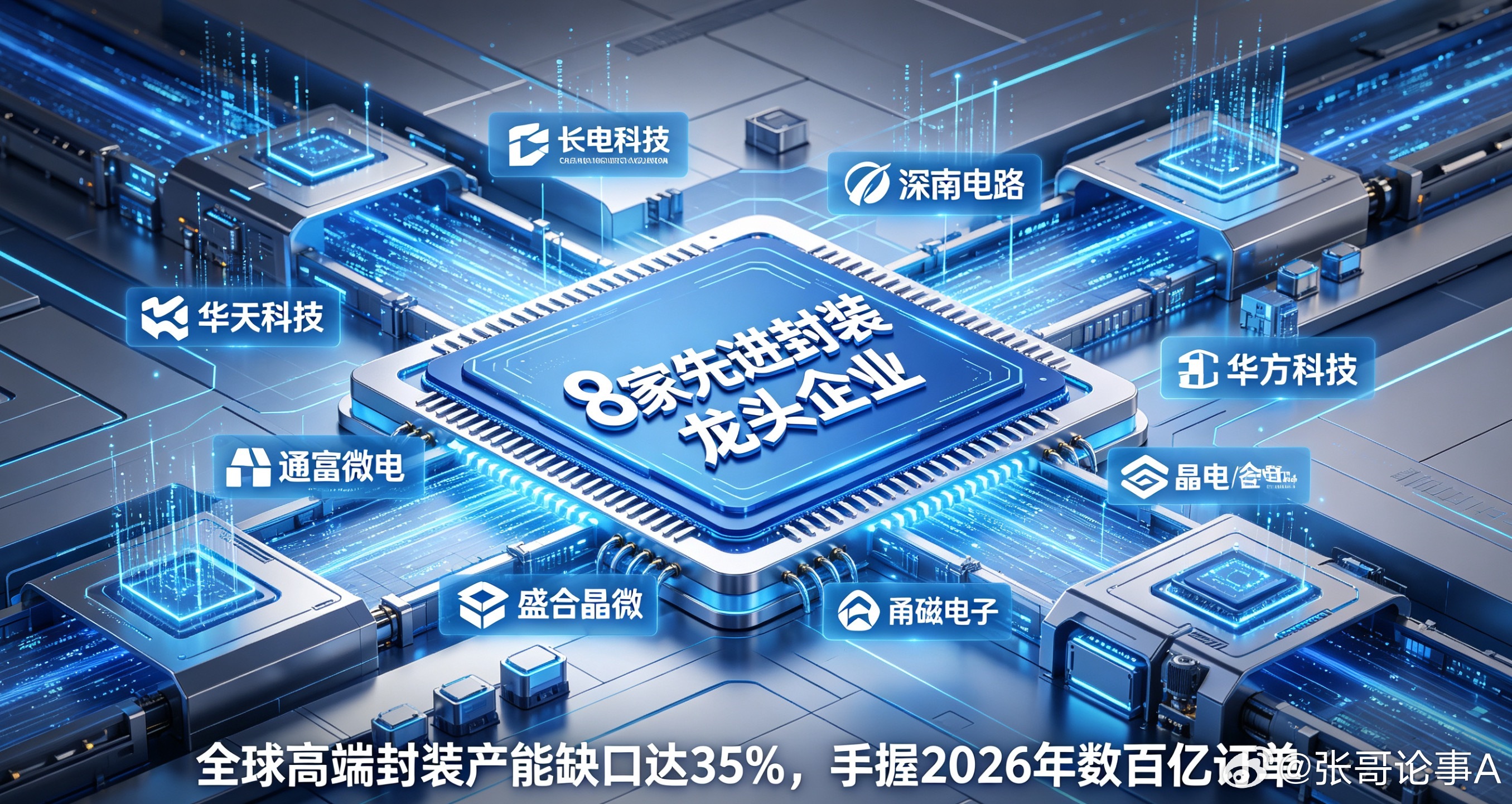 8家先进封装龙头企业：长电科技（AI订单550亿+，华为昇腾独家封装）深南电路（