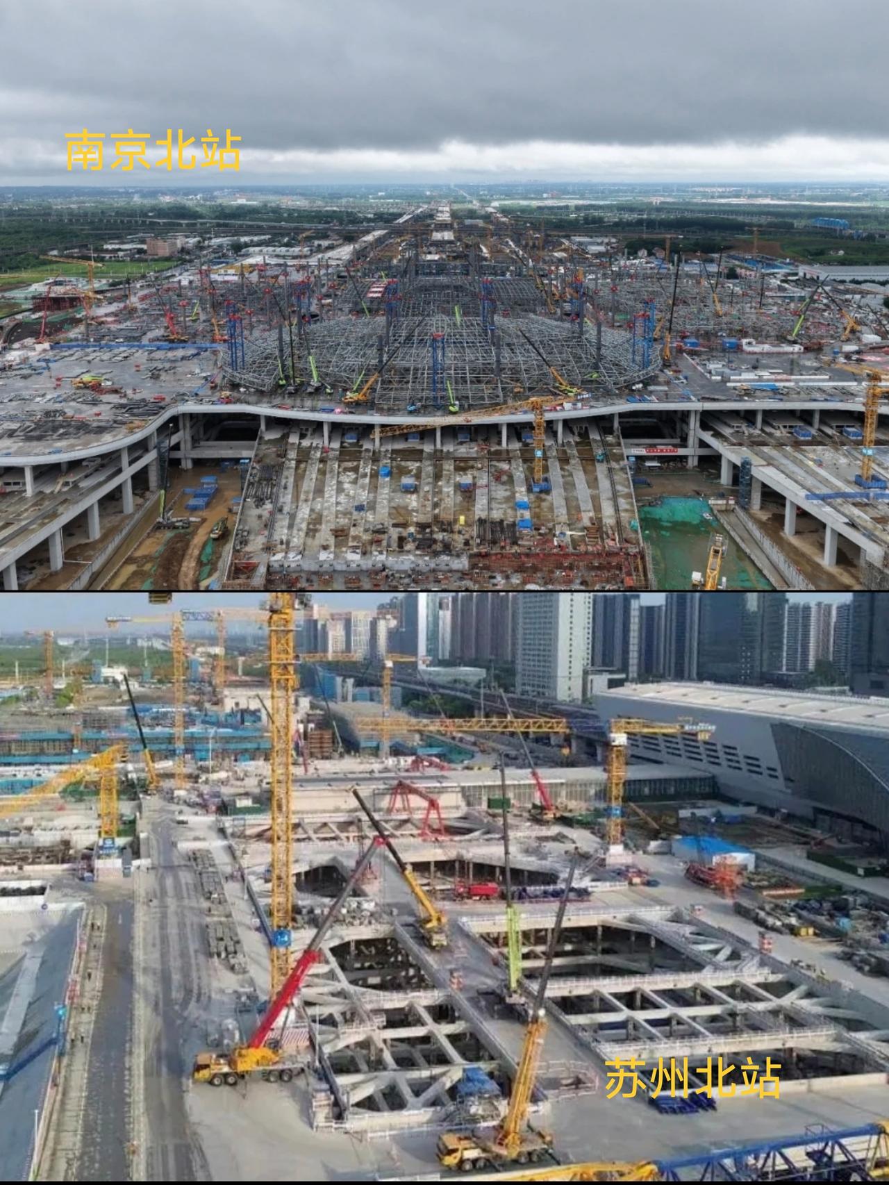 南京北站16台30线，给江北新区补了颗心脏。混凝土主体已封顶，2027年和苏州北
