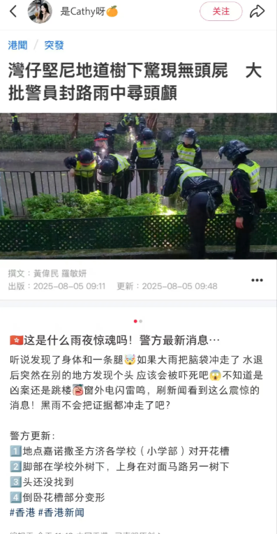 昨晚香港黑色暴雨，趁乱丢尸，可怕😱