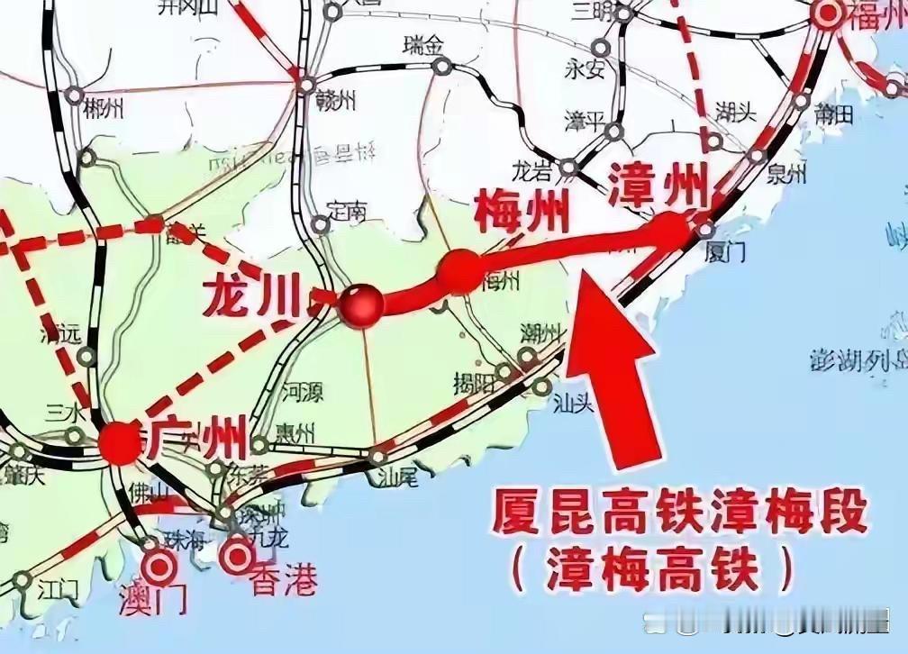 广东、福建两省规划厦门至梅州350高铁。待该高铁建成后，上海、杭州、福州、厦门至
