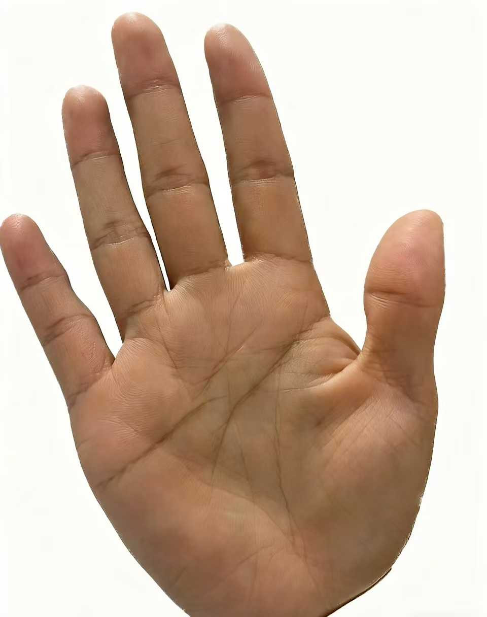 掌色灰暗，气血凝滞，气血不通，气运难顺，运势相对阻碍多。三大主线也是锁链比较重，