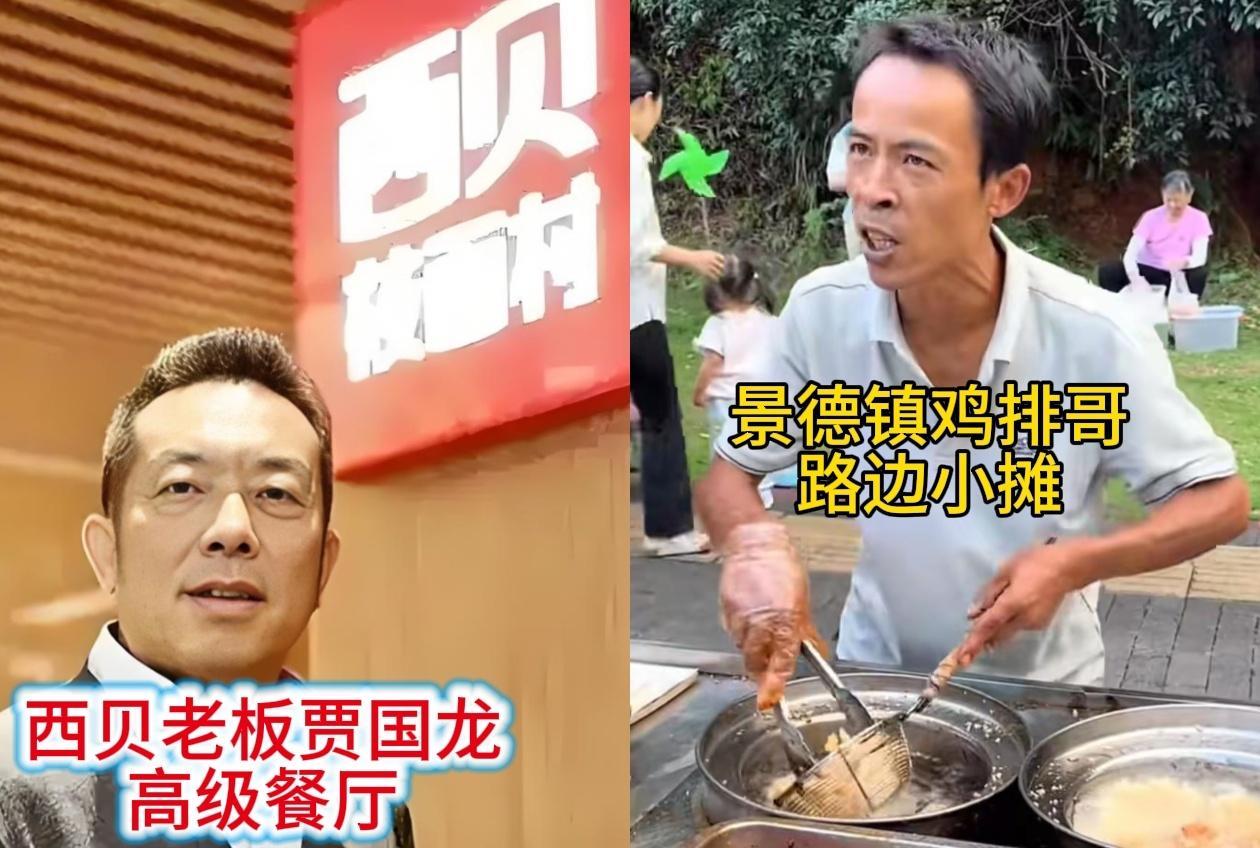 西贝贾国龙与景德镇鸡排哥的对比，太讽刺太真实！它反映出高级预制菜和现炸现卖美食之