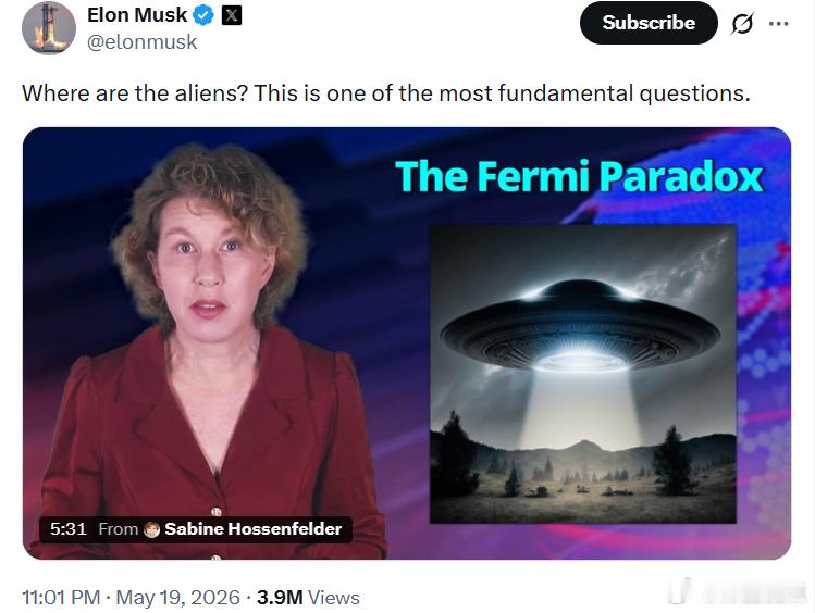 马斯克：外星人在哪里？这是最根本的问题之一。