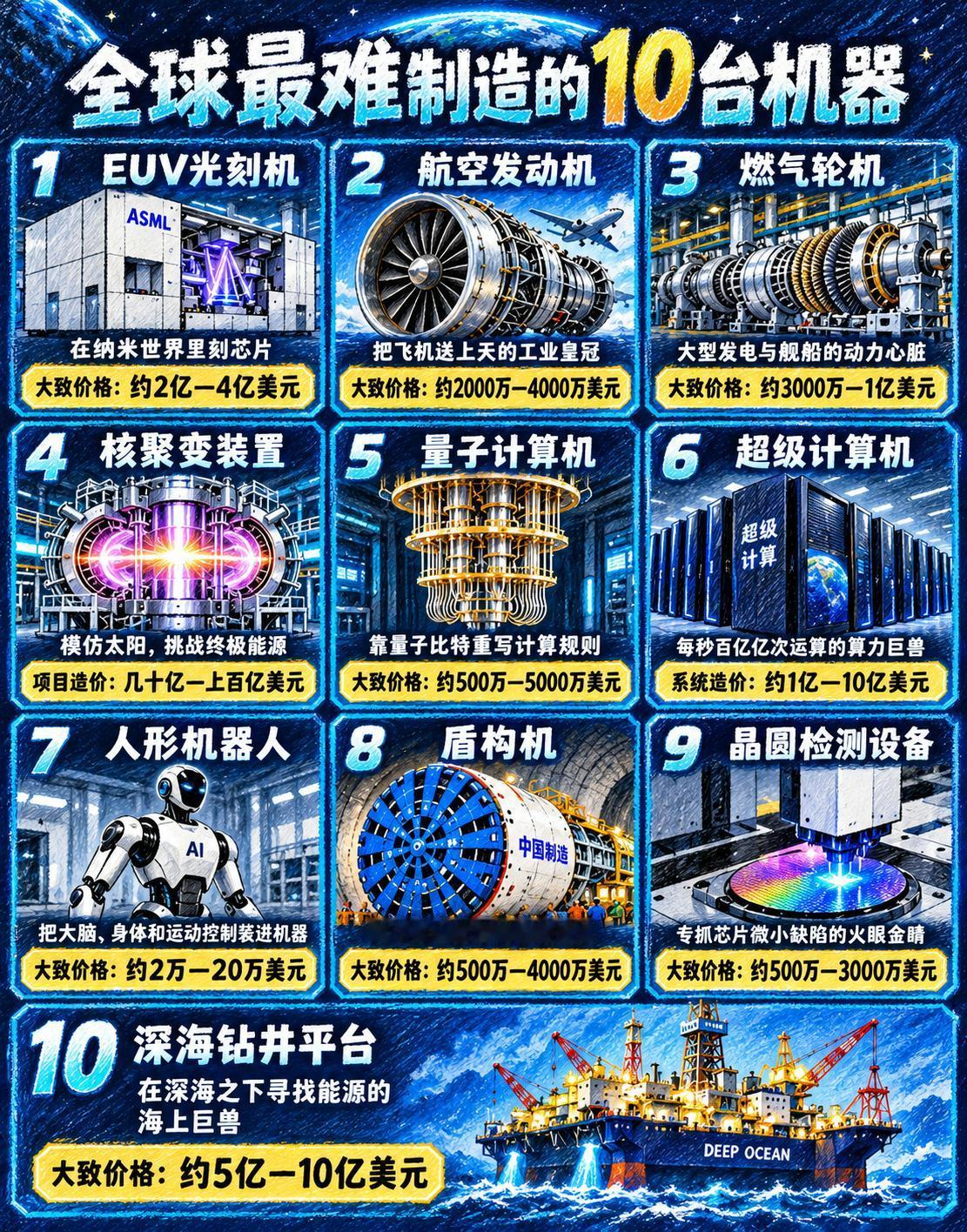 如果把人类工业文明画一张战力排行榜，这10台机器绝对是立于顶峰的硬核神兵。但