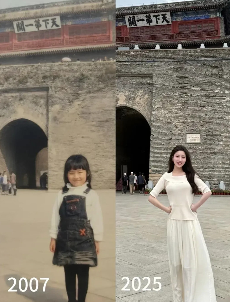 同一个人，相隔18年。不得不承认，真是女大十八变，美呆了啊。[爱心][爱心]