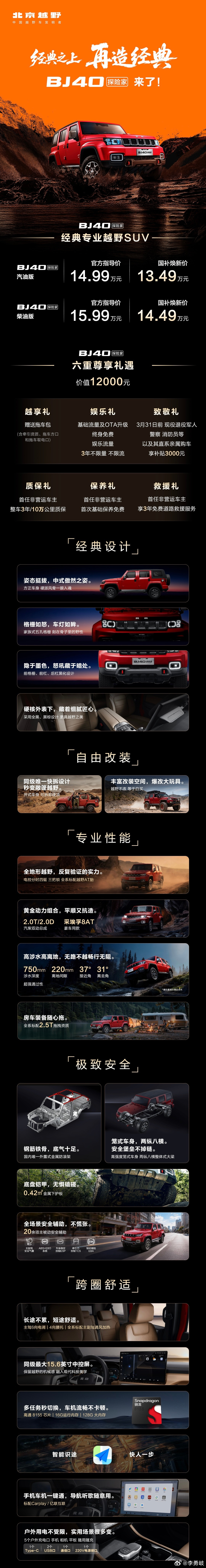 经典之上，再造经典！BJ40探险家正式上市，国补焕新价13.49万元起BJ40探