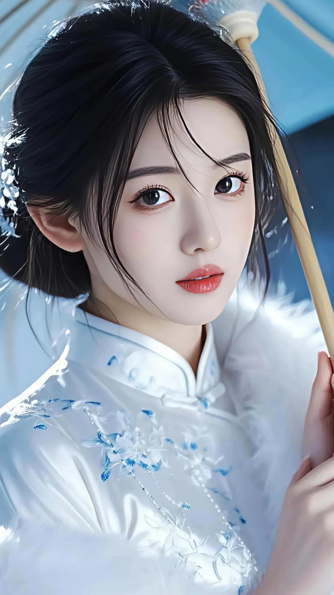 仙气飘飘的汉服少女，手持油纸伞，唯美动人。