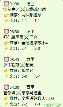 🔥皮皮今日精选｜晚间重心赛事⚽️⏰01:30德乙沙尔克04⚔️比勒菲