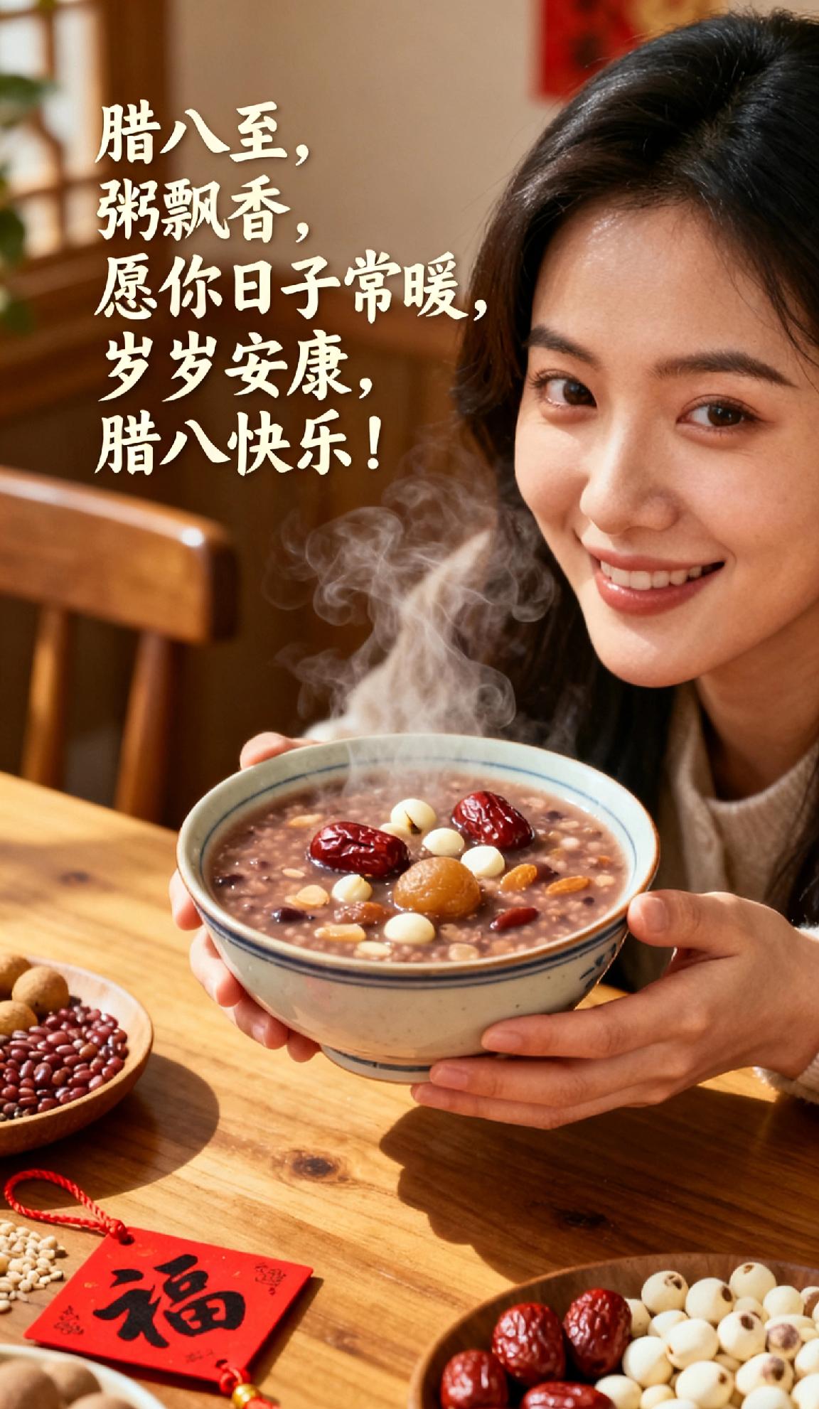 腊八节快乐祝福语有哪些腊八至，粥飘香，愿你日子常暖，岁岁安康，腊八快乐！腊八节粥